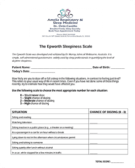 Epworth Sleepiness Scale assessment form image.