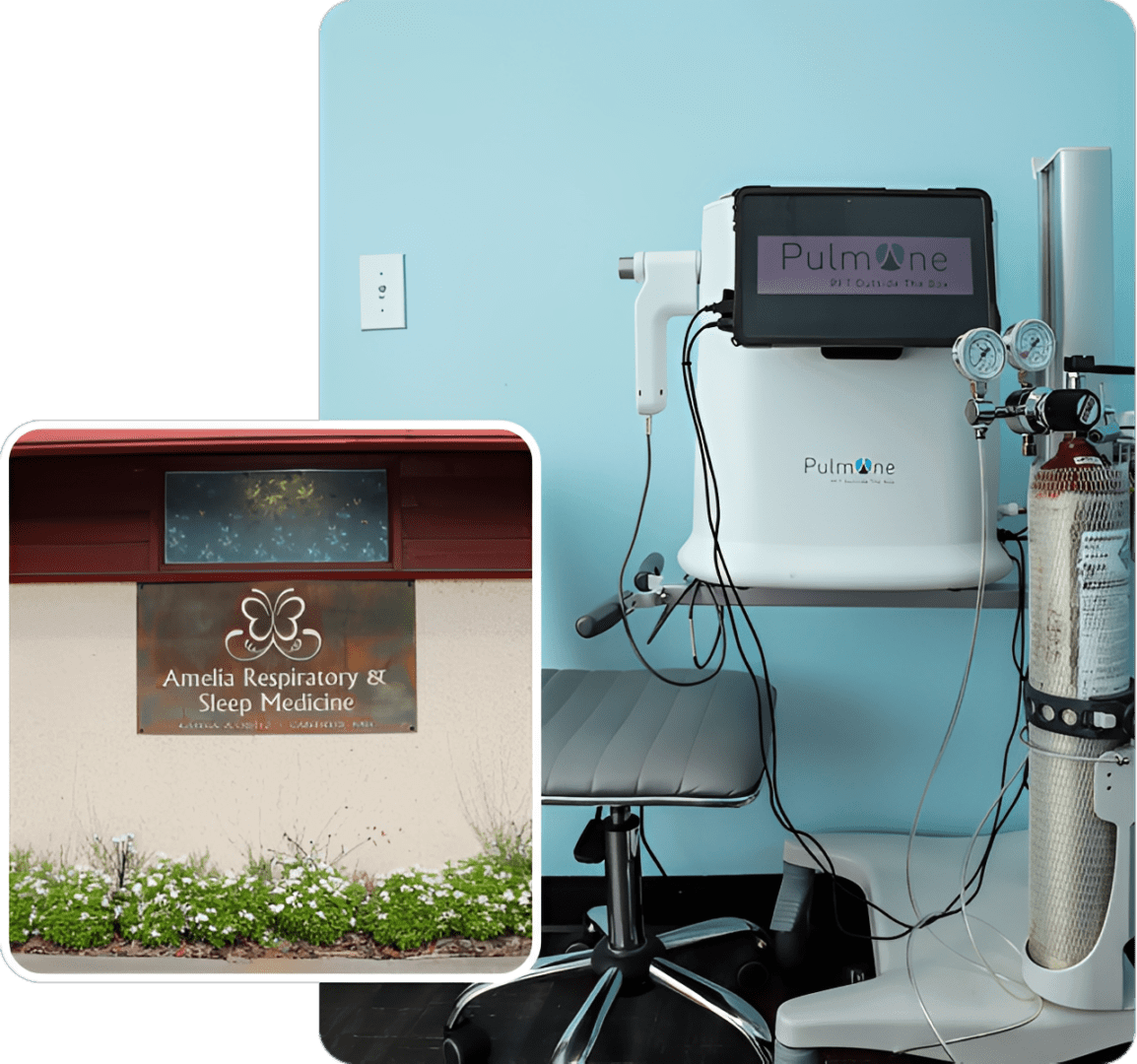 Pulmonary equipment and medical office sign.